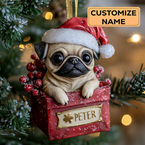 Christmas Pug CW2411006CL Personalized Christmas Ornament