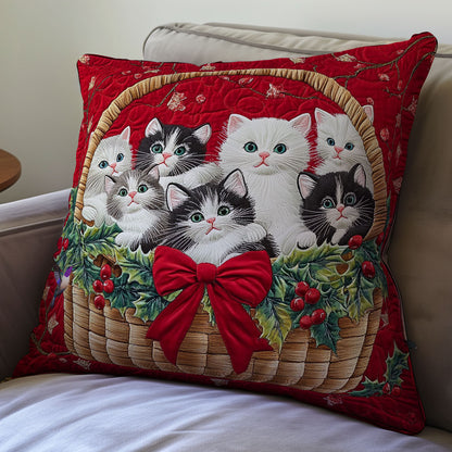 Christmas Basket Kitten WY0612096CL Quilt Pillow Case