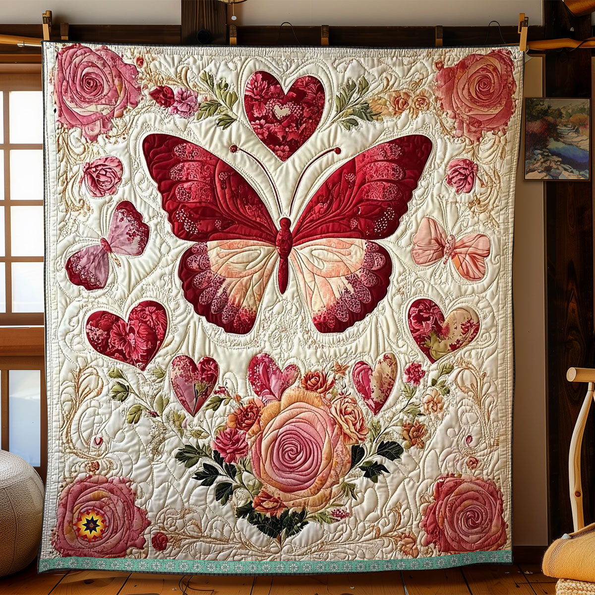 Fluttering Heart WJ1112025CL Quilt