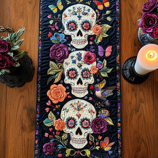 Day Of The Dead Skulls WN2910067CL Quilted Table Runner