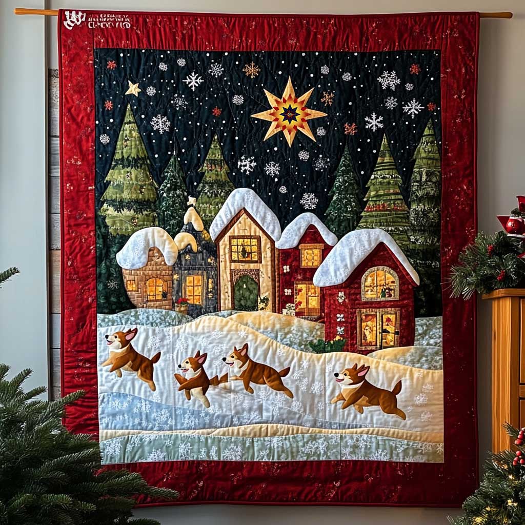 Dog Snowy Playtime WN0710058CL Quilt