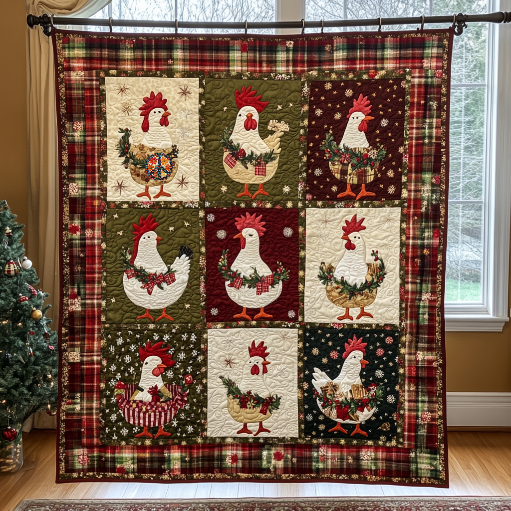 Cozy Chicken Christmas WG0612006CL Quilt