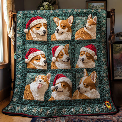Sleeping Santa Corgi WY1211014CL Quilt