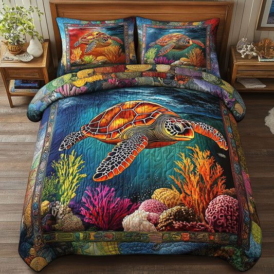 Sea Turtle Coral WT0703065CL Duvet Cover Set