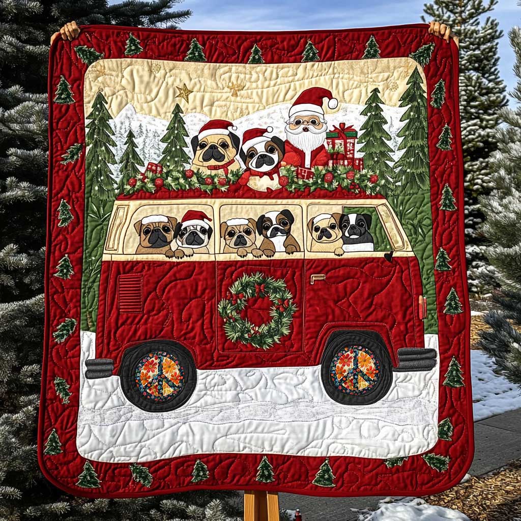 Pug Camper Christmas WN0110023CL Quilt