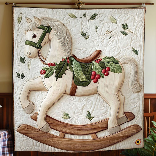 Christmas White Rocking Horse WY0411015CL Quilt