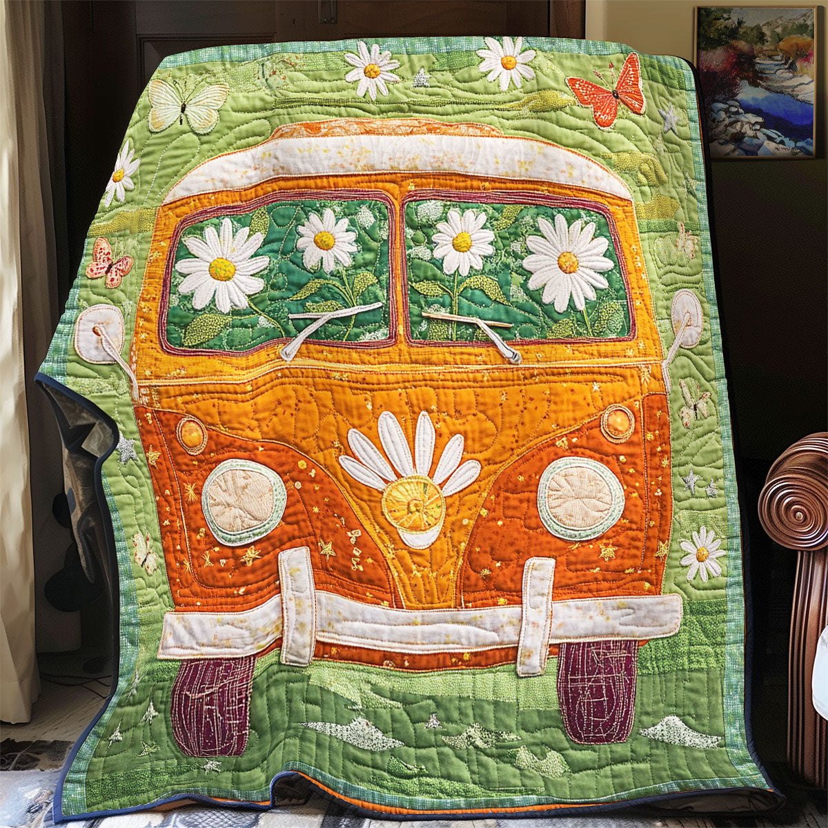 Orannge Van In Flower WY1202133CL Quilt
