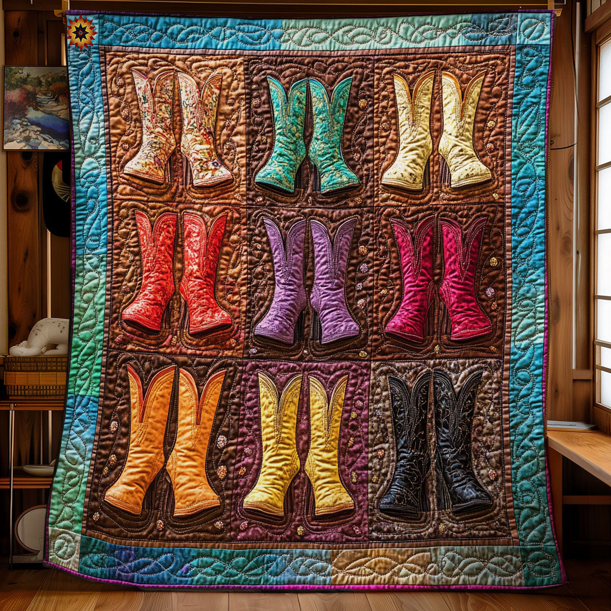 Colorful Cowboy Boots WY0611022CL Quilt