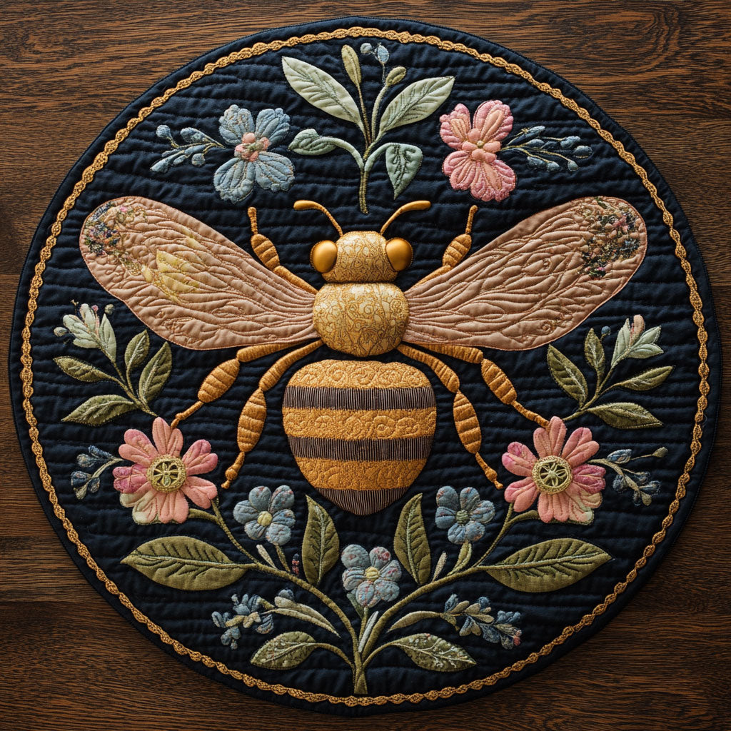 Floral Bee CP3004020CL Quilted Round Mat