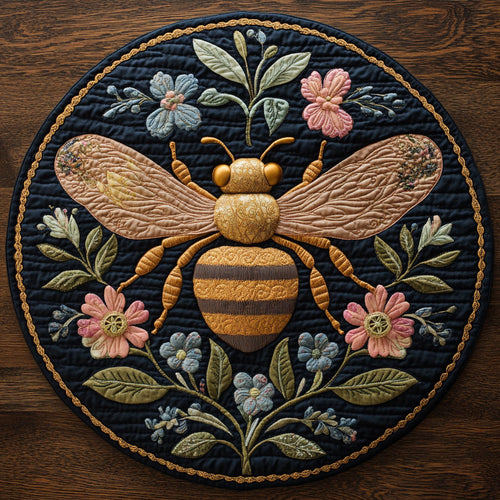 Floral Bee CP3004020CL Quilted Round Mat