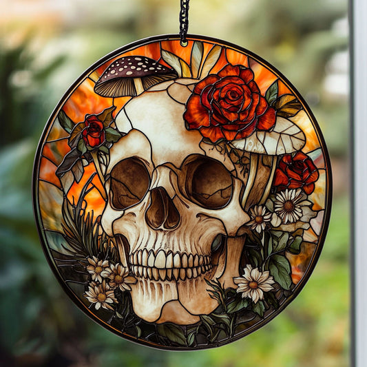 Skull WU1410004CL Stained Glass Suncatcher