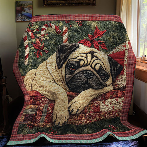 Lazy Pug Christmas WX0911026CL Quilt