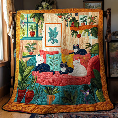 Cozy Cat Family WY1912037CL Quilt