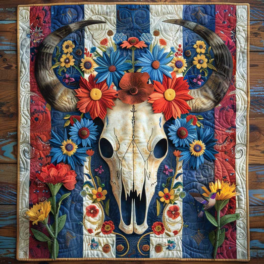 Vintage Bull Skull WN3010085CL Quilted Table Runner