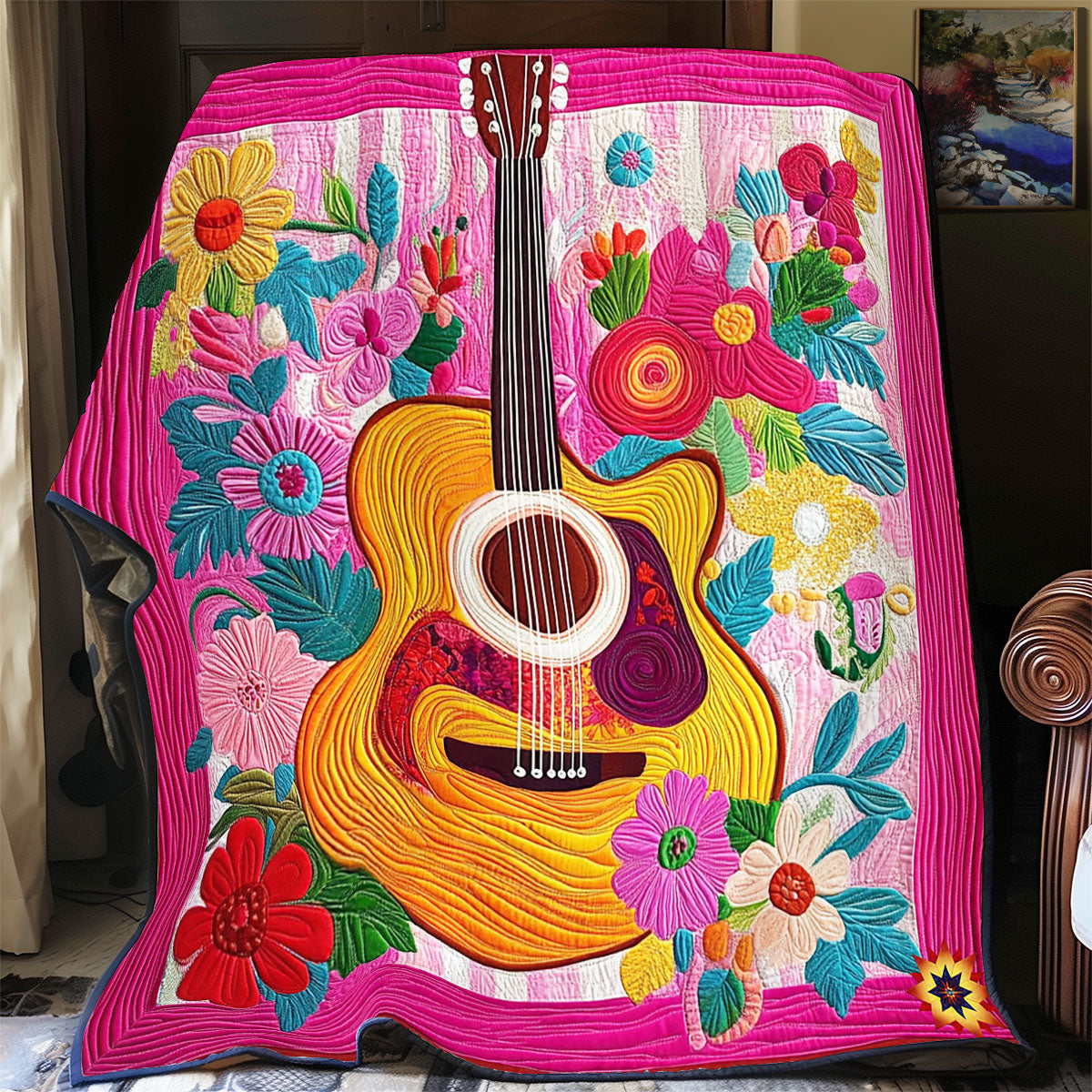 Flower Guitar WY0312057CL Quilt