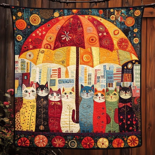 Cat Under Umbrella WY21100001CL Quilt