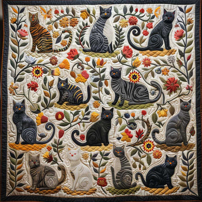 Cat Flower Whimsical WP1210017CL Quilt