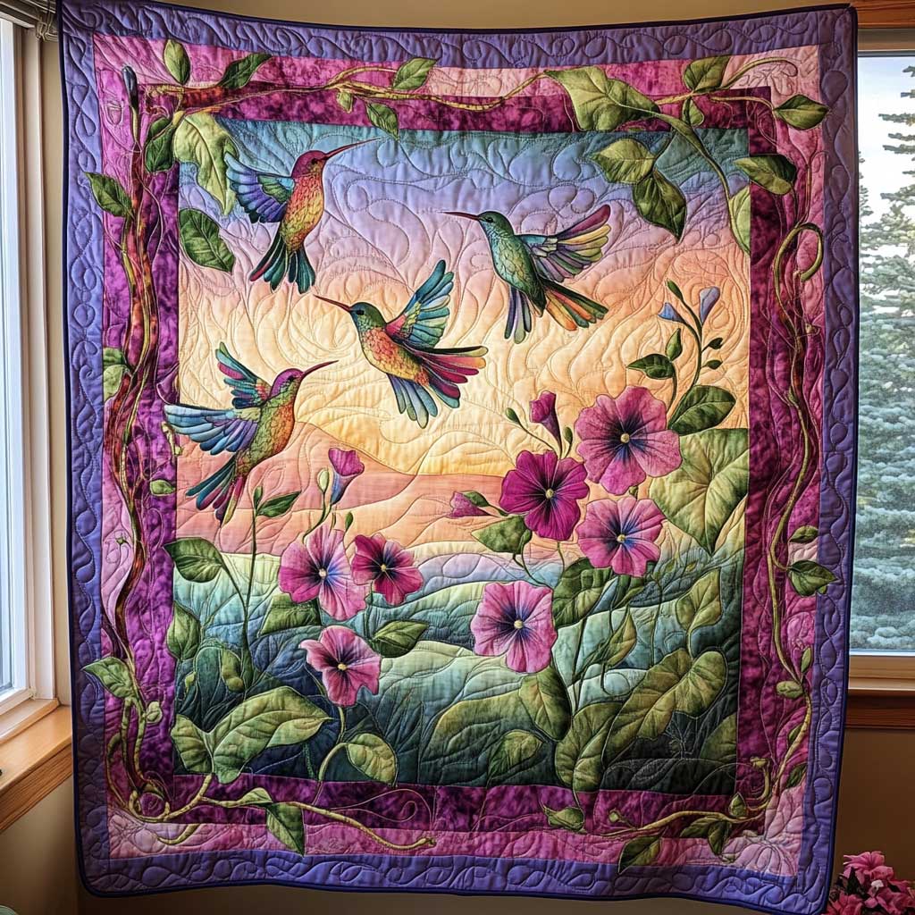 Hummingbird Twilight Bloom WN2809016CL Quilt