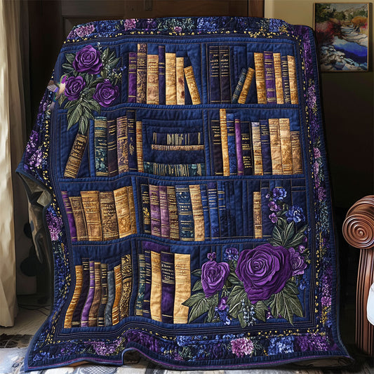 Navy Flower Bookshelf WY2612035CL Quilt