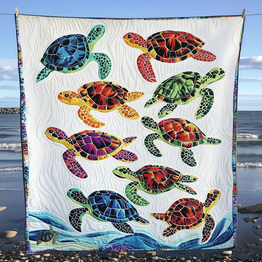 Colorful Swimming Turtle WY0111010CL Quilt