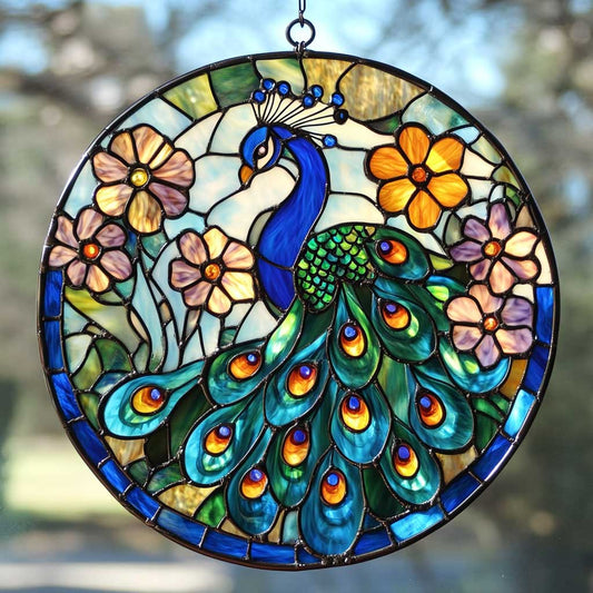 Peacock WJ0710046CL Stained Glass Suncatcher