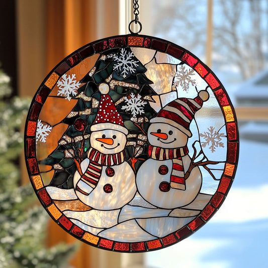 Snowman WJ1511049CL Stained Glass Suncatcher