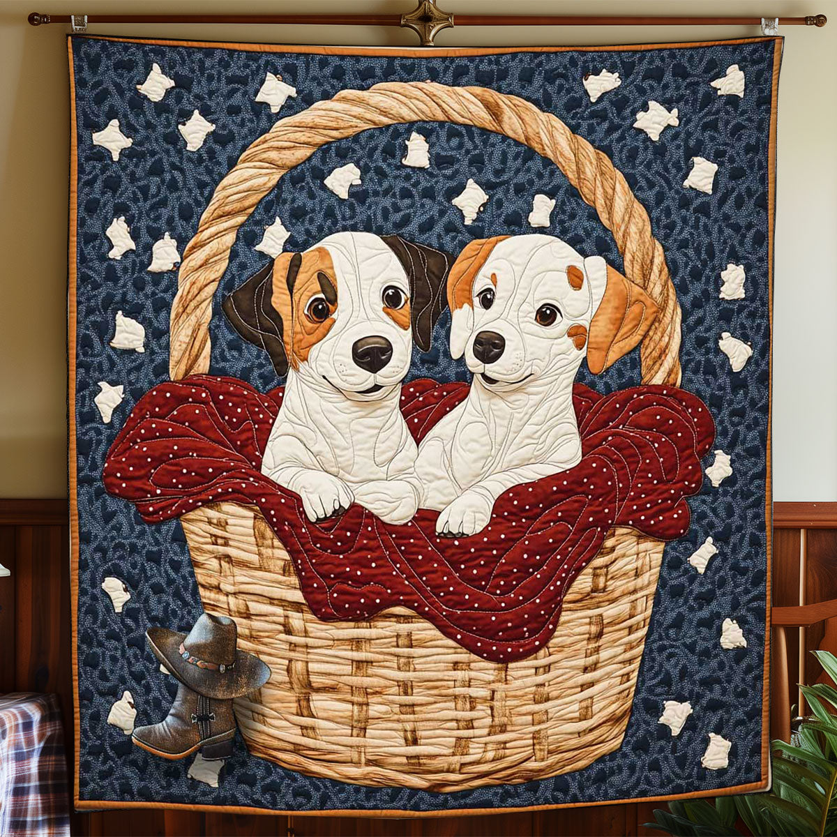 Adorable Beagle Basket WP1511001CL Quilt