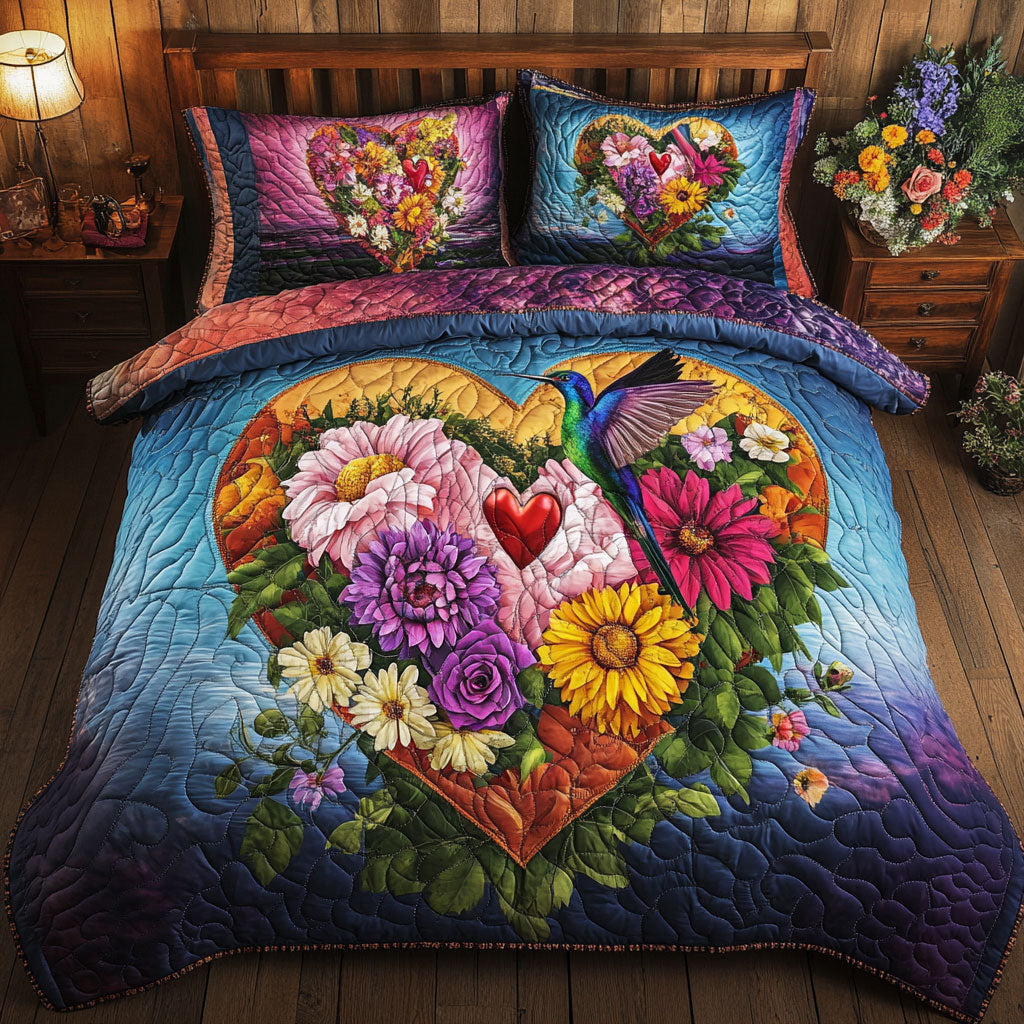 Hummingbird Heart Flower WT0703069CL Duvet Cover Set