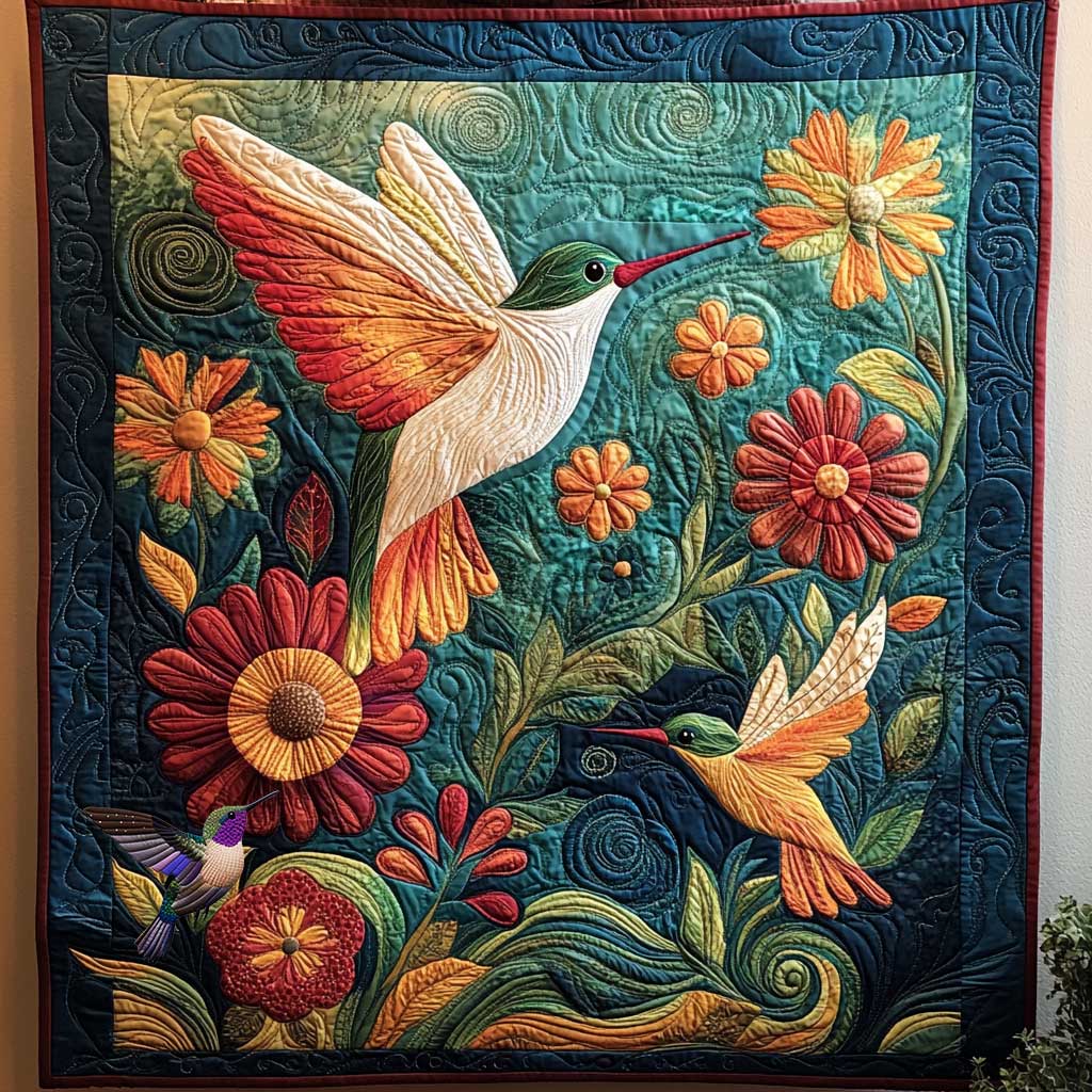 Hummingbird's Flower Adventure WN0910122CL Quilt