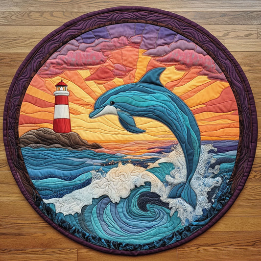 Dolphin Lighthouse CW0707018CL Quilted Round Mat