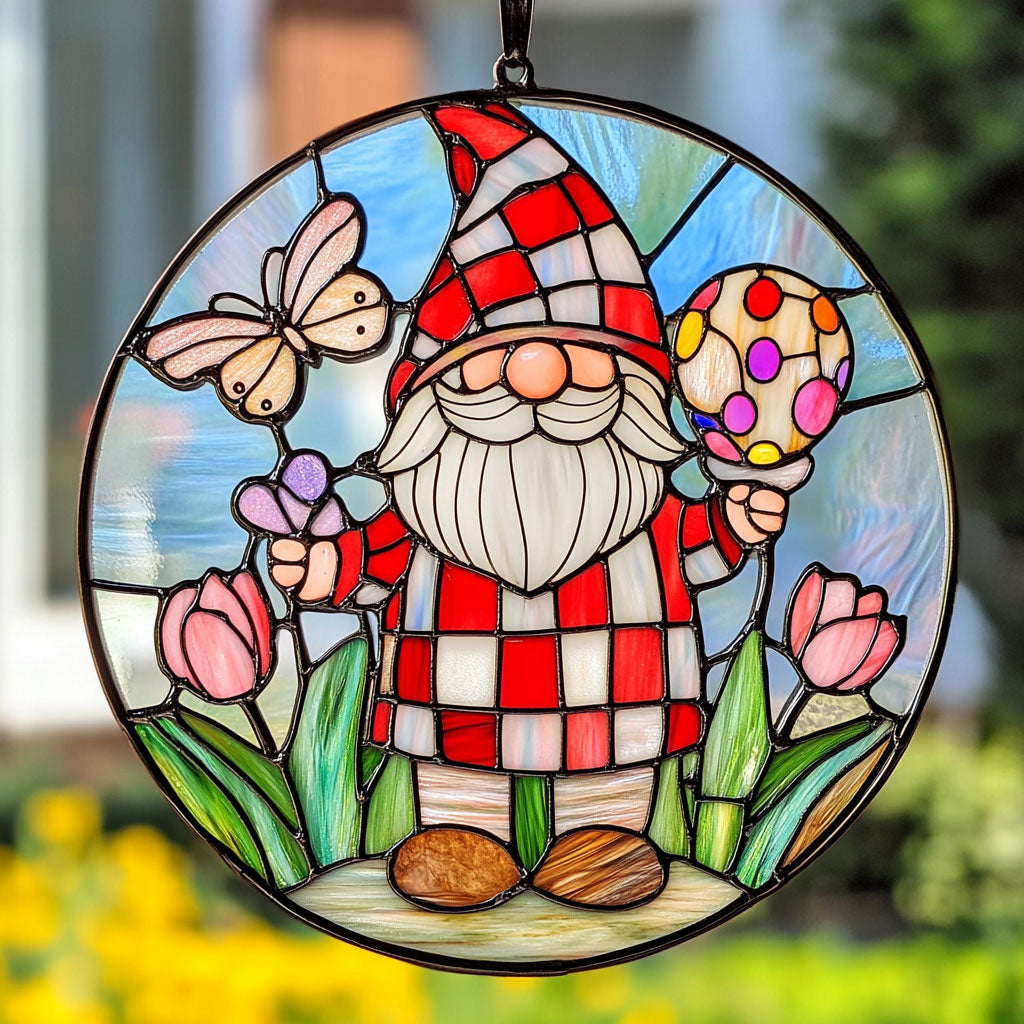 Gnome In Tulip Garden WY2202154CL Suncatcher