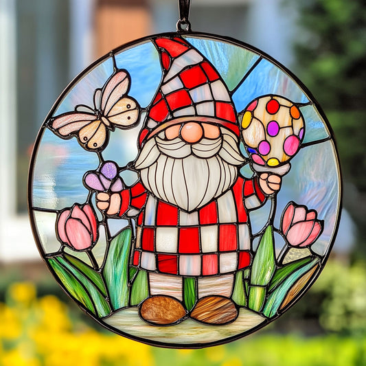 Gnome In Tulip Garden WY2202154CL Suncatcher