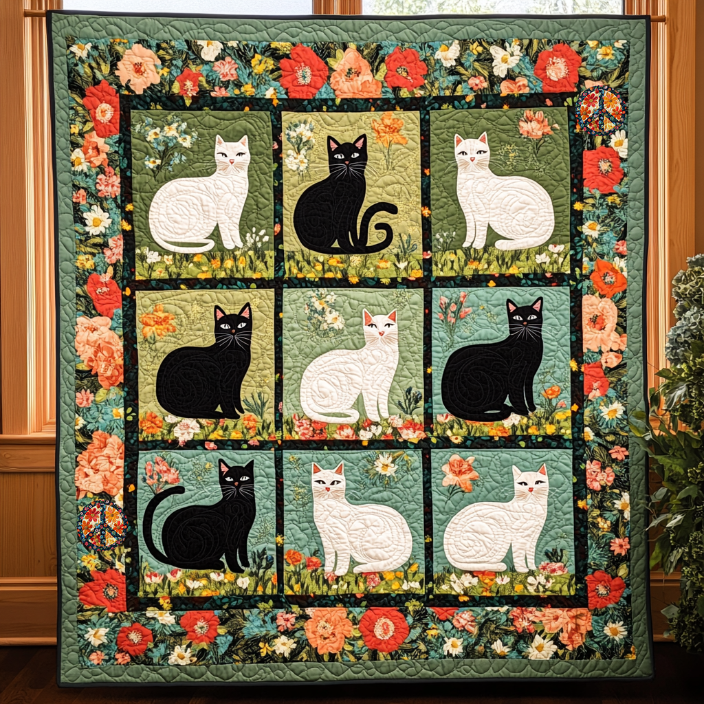 Black And White Cats XR0212010CL Quilt