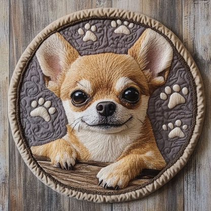 Playful Chihuahua CP2004163CL Quilted Round Mat