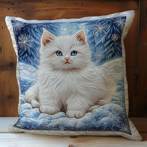 White Cat In Snow WY2501072CL Quilt Pillow Case
