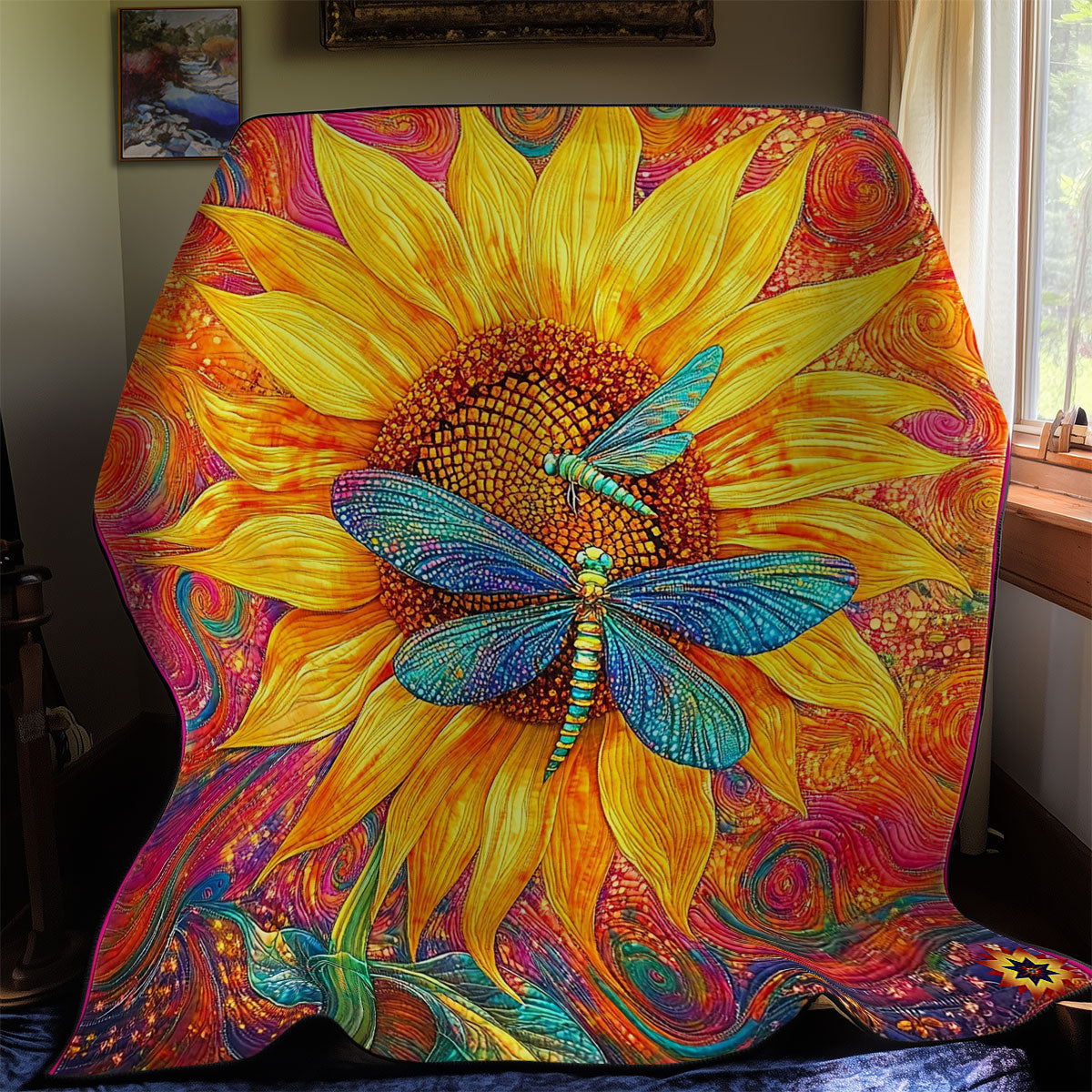Sunflower And Dragonfly WY0811021CL Quilt