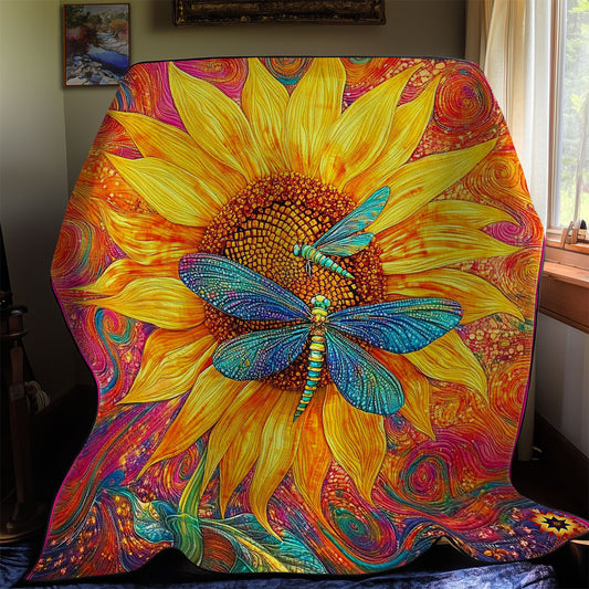 Sunflower And Dragonfly WY0811021CL Quilt