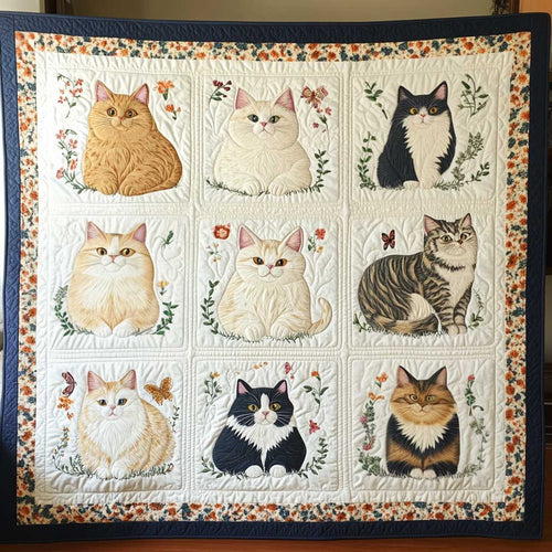 Floral British Longhair Cat WP1510009CL Quilt