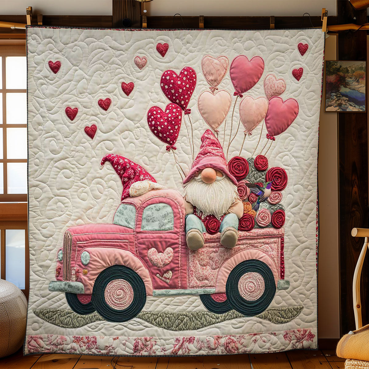 Valentine’s Gnome Truck WN0412034CL Quilt