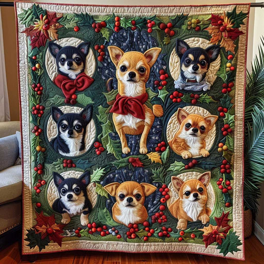 Christmas Wreath Chihuahua WP1009019CL Quilt