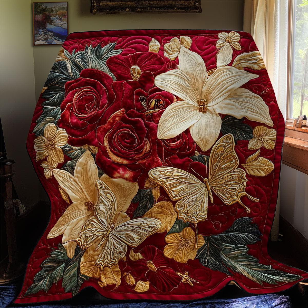 Gold Butterfly WY2811028CL Quilt