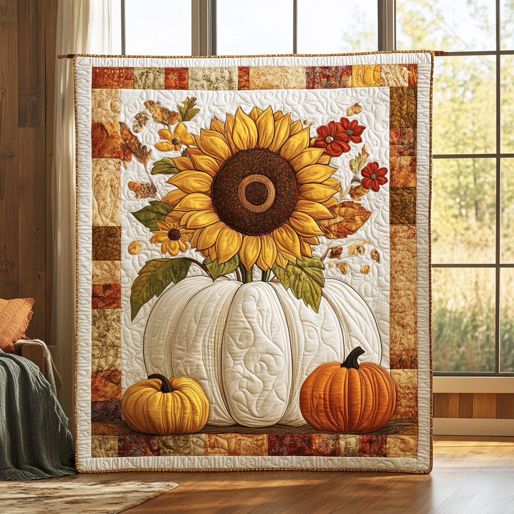 Sunflower Pumpkin Vase CW0409050CL Quilt