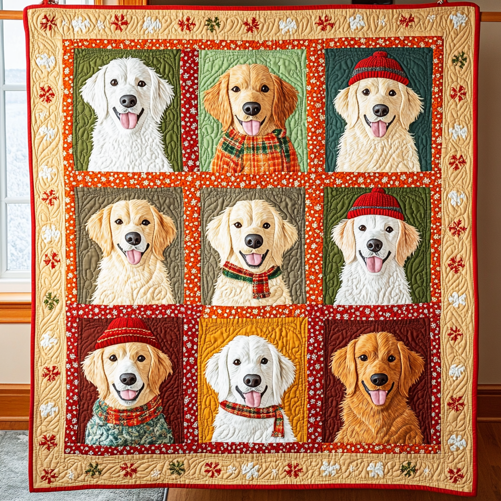 Joyful Winter Golden Retrievers XR2009019CL Quilt