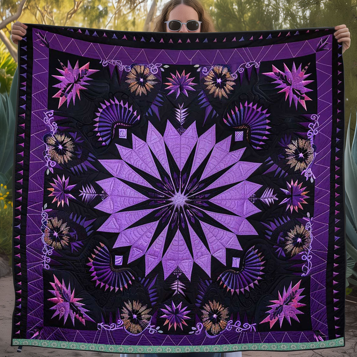 Native American Purple Star WJ2009018CL Quilt