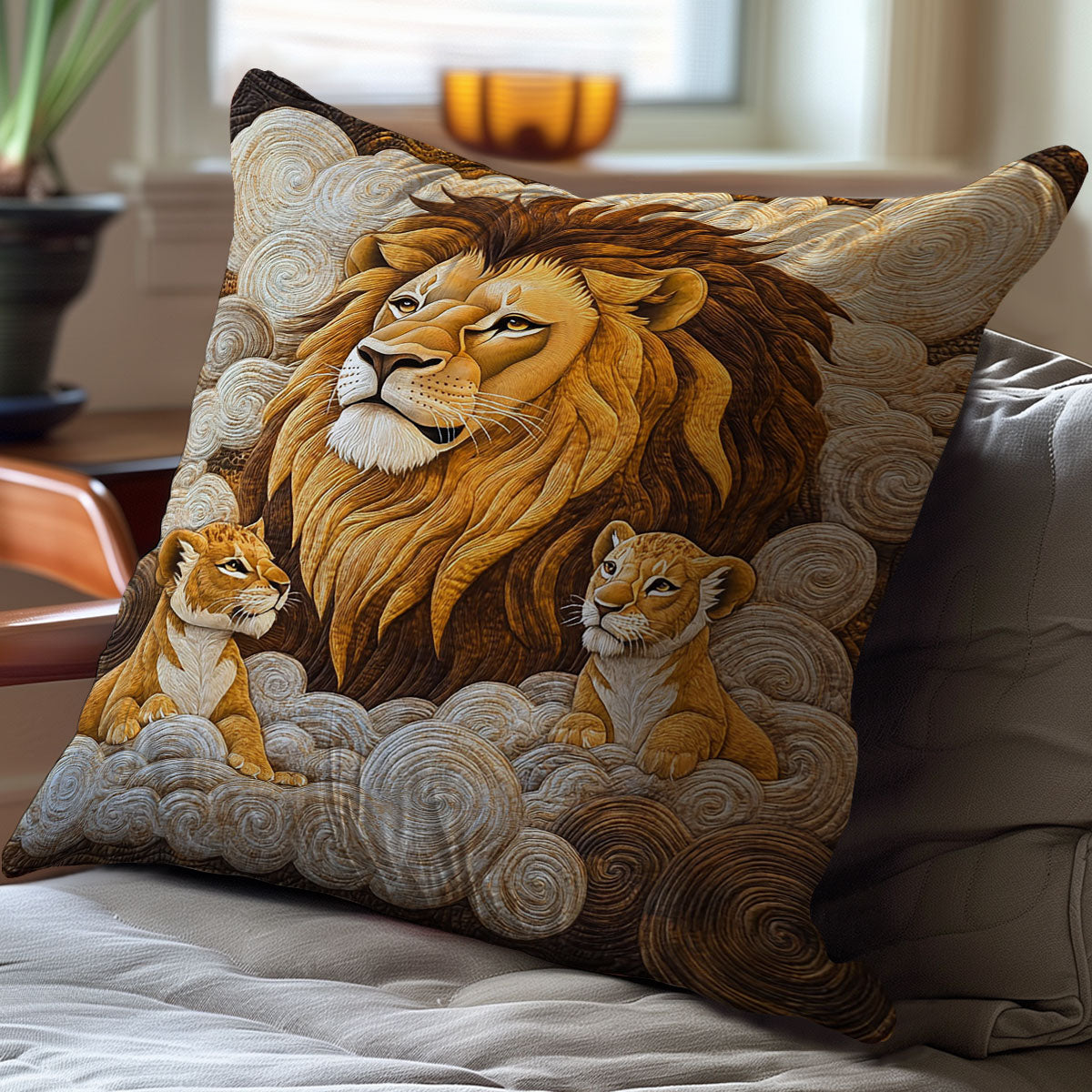 Lion Family WJ0911032CL Quilt Pillow Case