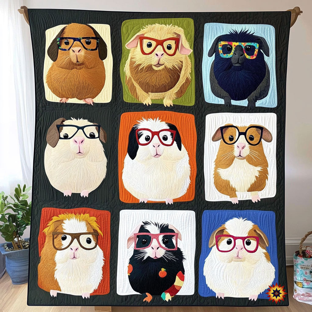 Glasses Wearing Guinea Pigs WY1211018CL Quilt