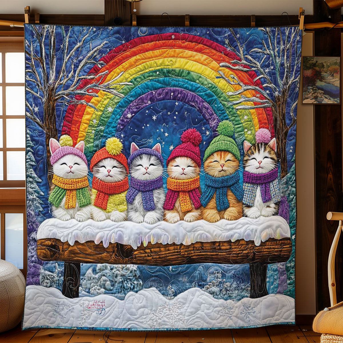 Rainbow Cat Bench WN2512032CL Quilt