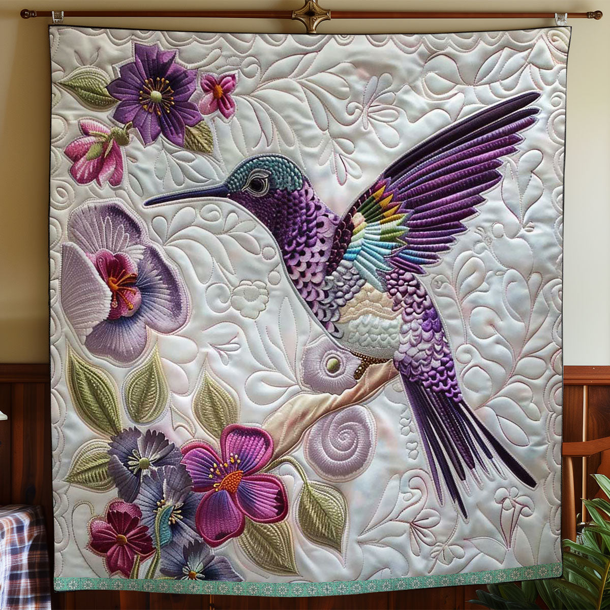 Purple Hummingbird WN1209039CL Quilt