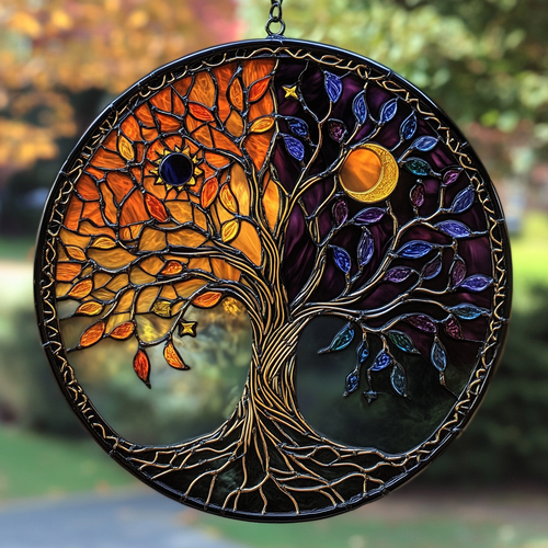 Eternal Tree Of Life WN0611068CL Stained Glass Suncatcher