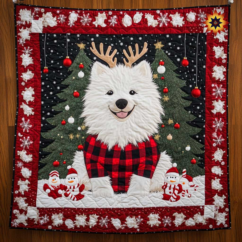 Samoyed Reindeer Fun WN2510059CL Quilt